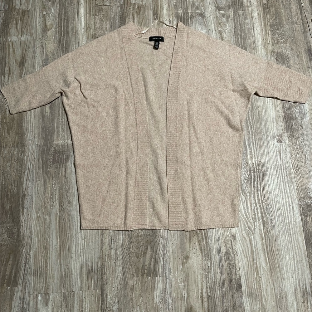 Halogen Women's Tan Open-Front Cardigan100% cashmere